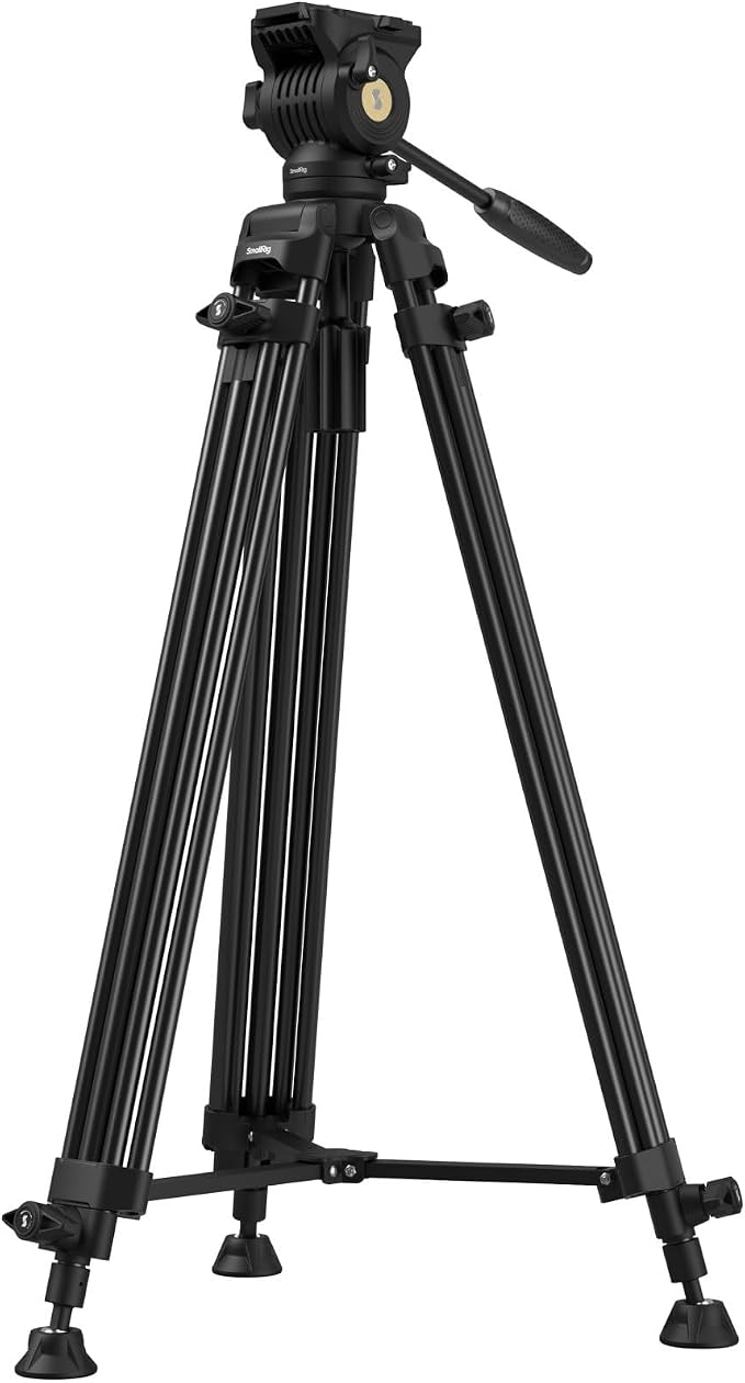 SMALLRIG 73''/186cm Heavy Duty Aluminum Alloy Video Tripod, Max Load 8kg (18lbs), Fluid Head with +85° to -78 Tilt Range, Compact Travel Tripod Weight 3.1kg(6.8lbs), Folded Height 88cm, AD-14 - Image 4