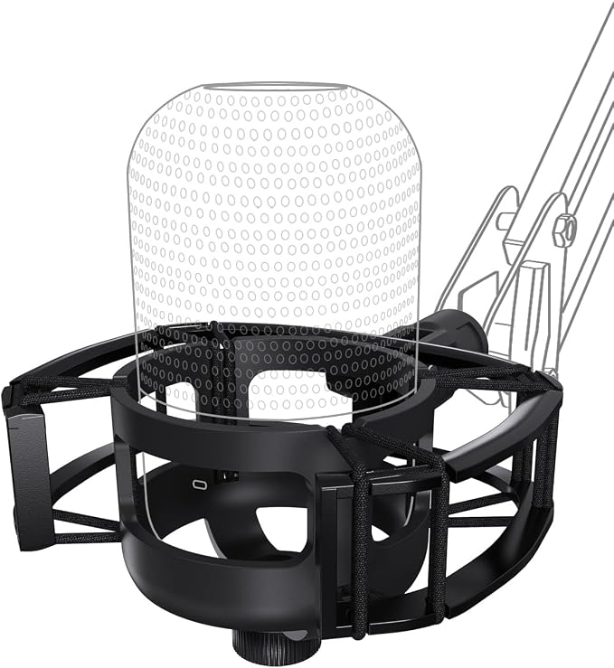 Custom Built for Razer Seiren Shock Mount, Elastic Suspension, Adapter | Anti-Vibration Elastic Suspension, Holder Clip & Screw Adapter. For Razer Seiren V3 Mini USB V2 Microphone, Ideal for Podcast - Image 2