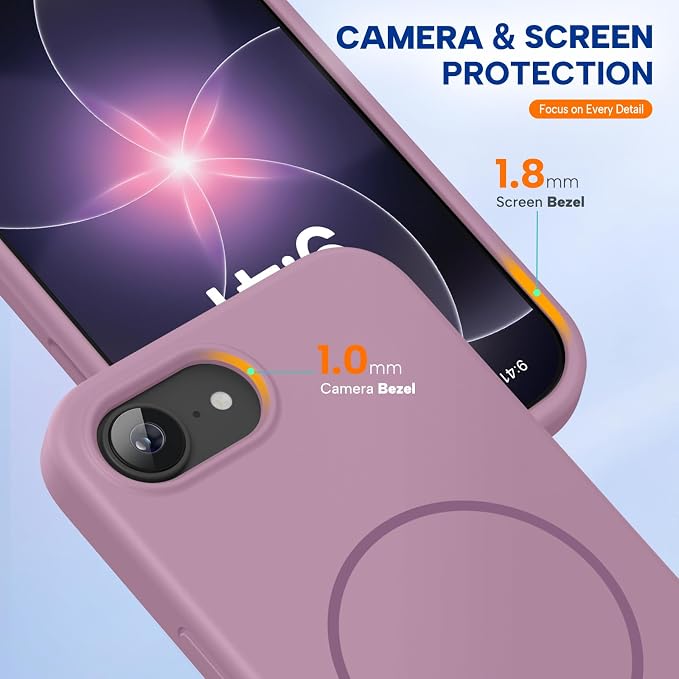 miracase Magnetic for iPhone 17e Case & iPhone 16e Case, [Soft Anti-Scratch Microfiber Lining], Compatible with MagSafe, Silicone Shockproof Protection Phone Case for iPhone 17e/16e, Blackcurrant - Image 4