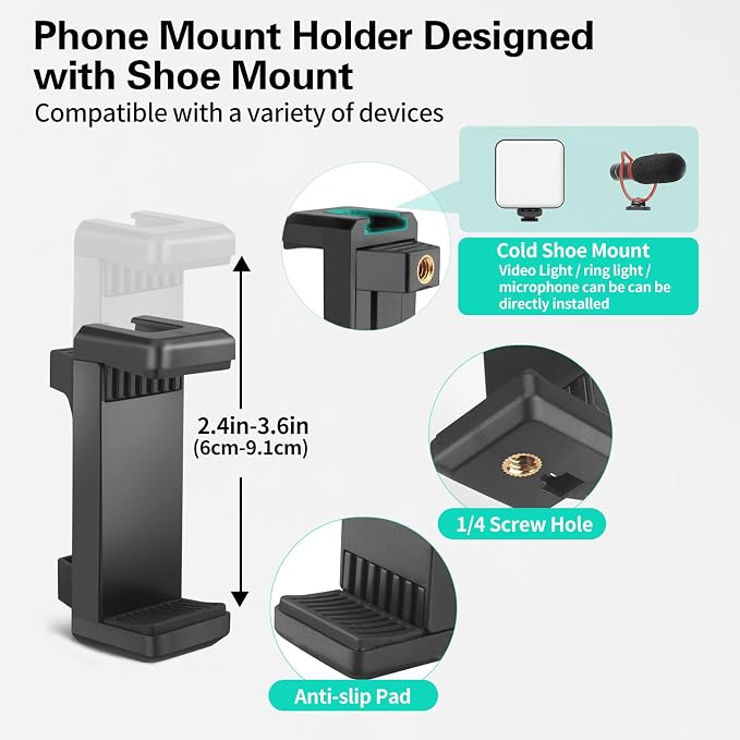 Desktop Clamp Magic Arm 33.84" Kit for Phone,DSRL Two-Stage Adjustable Flexible Arm, Overhead Camera Mount, Desk Phone Mount for Webcam, Action Camera, Mic,Video Light - Image 7