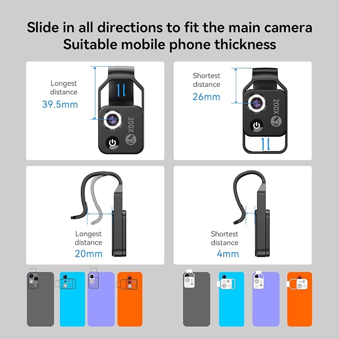 200X Phone Mini Pocket Microscope with CPL Filter, LED Light, Universal Clip, Nano Zoom Portable Digital Microscope Camera Attachments for 99% Smartphone - Image 7