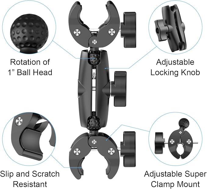 Double Clamp Camera Mount - Universal Bracket for Golf Carts, Umbrella Clamp, Desktop, Strollers, Wagons, Photo Studio, and More, Magic Arm Double Ball Head Adapter - Image 6