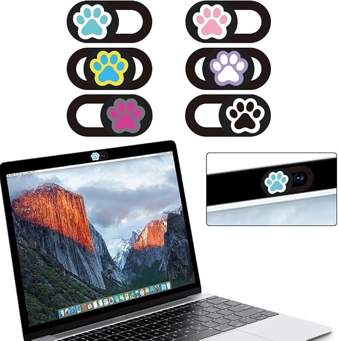 6Pcs 6 Styles Paw Print Cute Laptop Camera Cover 0.04 Inch Privacy Guard Accessories, Webcam Cover Slide Ultra Thin Protector Blocker for Desktop Computer Tablet Notebook Mini PC Office Use - Image 8