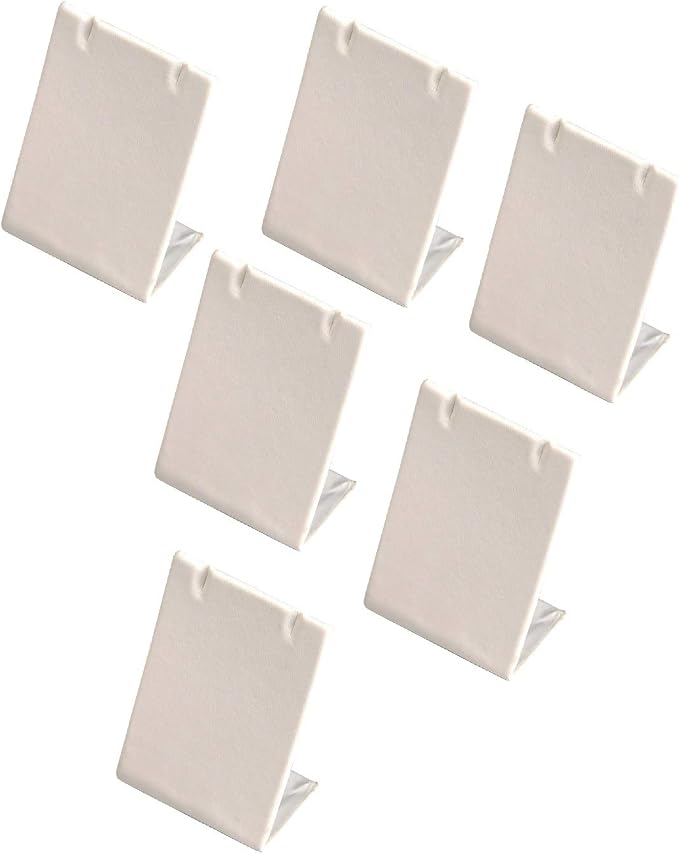 888 Display USA, Inc 6 Pieces White Leatherette Leaning Earring Stands/Jewelry Displays 3.5 Inches Tall (White Leatherette, 6) by 888DisplayUSA