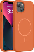 Miracase Silicone & Magnetic for iPhone 13 Case, Amber Orange | Compatible with MagSafe, Soft Microfiber Lining, Premium Silicone Cover Shockproof Drop Protection Phone Case for 13 by Miracase