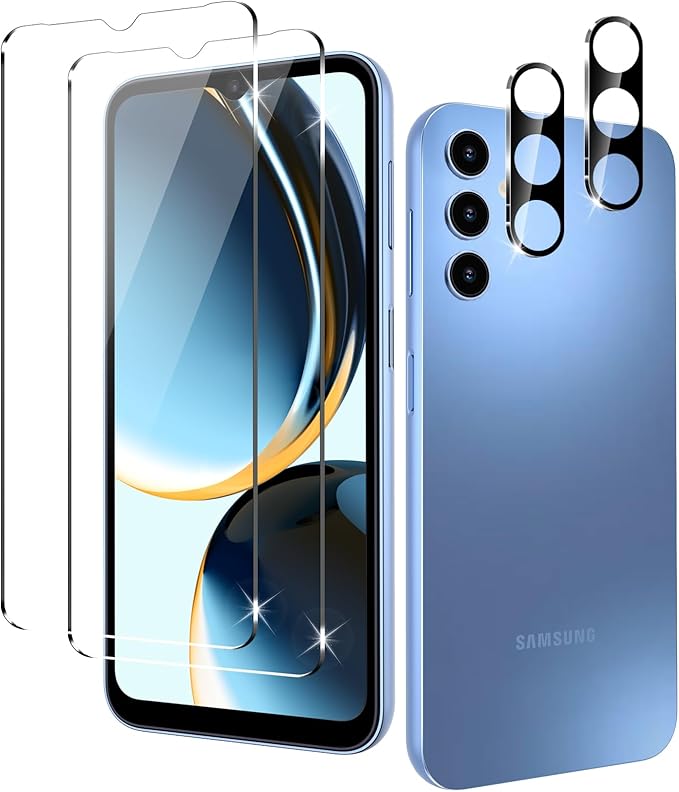 Samsung Galaxy A15 5G Screen Protector & Camera Lens Protector | 2+2 Pack, Upgraded 9H Tempered Glass HD, Fingerprint Unlock, Anti-Scratch, Touch Sensitive, Bubble Free, Case Friendly by RXNMH