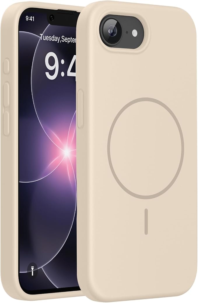 miracase Magnetic for iPhone 17e Case & iPhone 16e Case, [Soft Anti-Scratch Microfiber Lining], Compatible with MagSafe, Silicone Shockproof Protection Phone Case for iPhone 17e/16e, Sand by Miracase