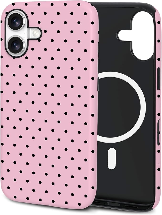 TPU Phone Case for iPhone 16, MagSafe Wireless Charging Compatible, Shockproof Slim Fit Protective Cover with Anti-Yellowing & Raised Camera Protection (Polka dot 4, iPhone 16) by Unknown