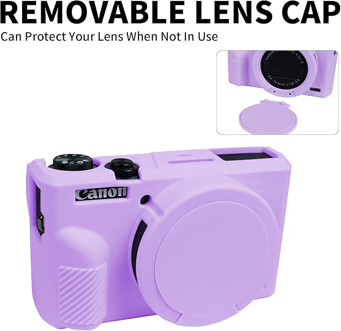Easy Hood Camera Case Cover for Canon Powershot G7X Mark III Camera(Purple) | With Removable Lens Cover,Soft Silicone Protective Case,Anti-Scratch,Slim Fit,Enhanced Grip,Lightweight Camera Accessories - Image 3