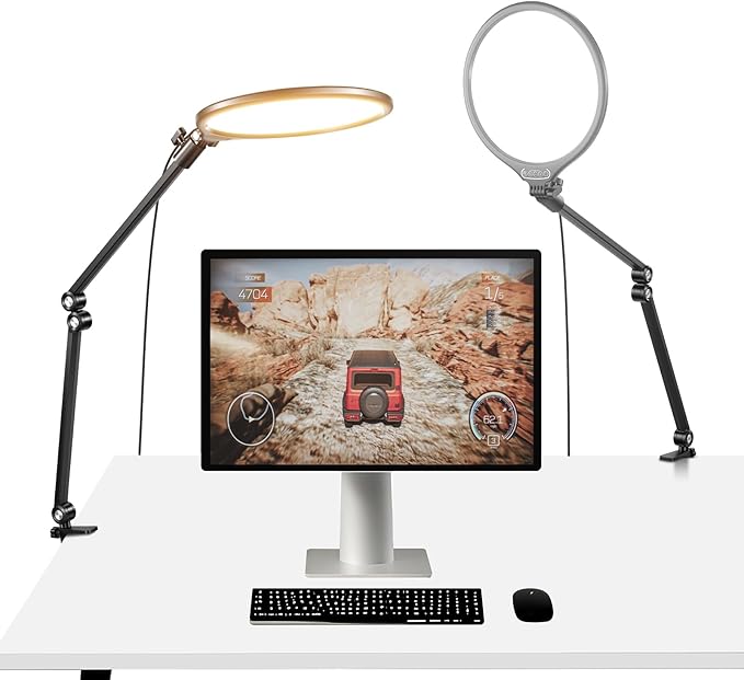 NEEWER Basics 2 Pack 10.5" Streaming Key Lighting, 3000-6500K 15W Full Screen LED Panel Ring Light with Adjustable Arm Stand Desk Clamp Timer for Laptop Computer Video Conference Zoom Makeup, R10 by Neewer