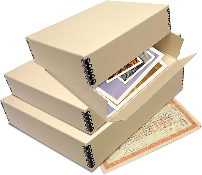 Lineco Drop Front Archival Storage Box, 11.75x15.25x3 in, Tan, 2 Pack | Acid-Free with Metal Edge, Preserves Picture Longevity, Organize Photos, Newspapers, Prints, Documents, Crafts, DIY - Image 9