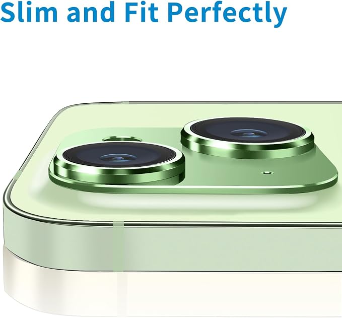 Compatible with iPhone 15 and 15 Plus Camera Lens Protector, Anti-Scratch Tempered Glass Len Screen Protector Shockproof Full Protective Camera Cover Case Friendly Lens Cover-Green - Image 5