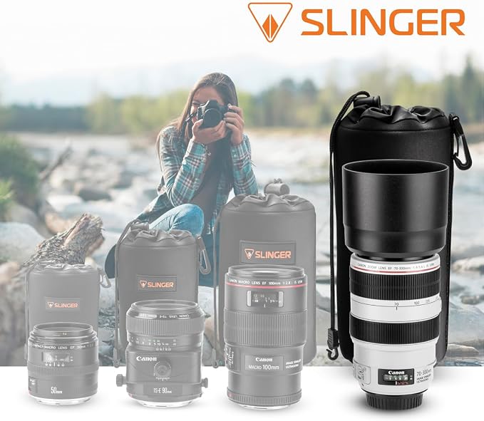SLINGER Neoprene Lens Pouch - X-Large (Super Zoom and Ultra Telephoto) | Neoprene material with shock absorption and moisture barrier for super zoom, ultra telephoto and camera gear - Image 5