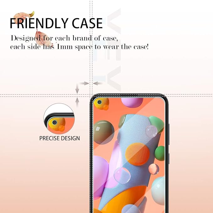 Galaxy A11 HD Clear Tempered Glass Screen Protector + Camera Lens Protectors, [2+2 Pack] [3D Glass] [Anti-Glare] [Bubble-Free] Screen Protector Glass For Samsung Galaxy A11 - Image 5