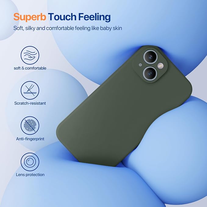 Miracase Silicone for iPhone 14 Case, Dark Green | Soft Anti-Scratch Microfiber Lining, Premium Silicone Cover Shockproof Drop Protection Phone Case for 14 - Image 3