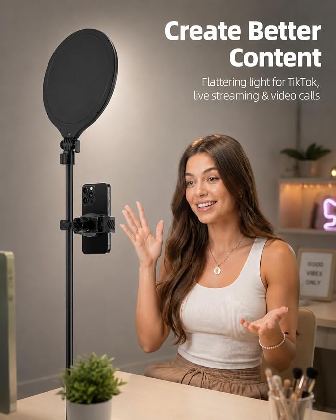UBeesize 10" Ring Light with 62" Tripod Stand, Phone Holder and Remote | Dimmable Full-Screen, LED Selfie Light Kit, Adjustable Stand for Video Recording, Makeup, Live Streaming, 2H/4H/8H timer - Image 7