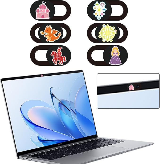 6Pcs 6 Styles Camera Cover Slide Cute 0.04 Inch Privacy Guard Accessories, Thin Camera Privacy Blocker Castle Princess Pattern for Laptop Desktop Computer Tablet Notebook Home Office Use - Image 8
