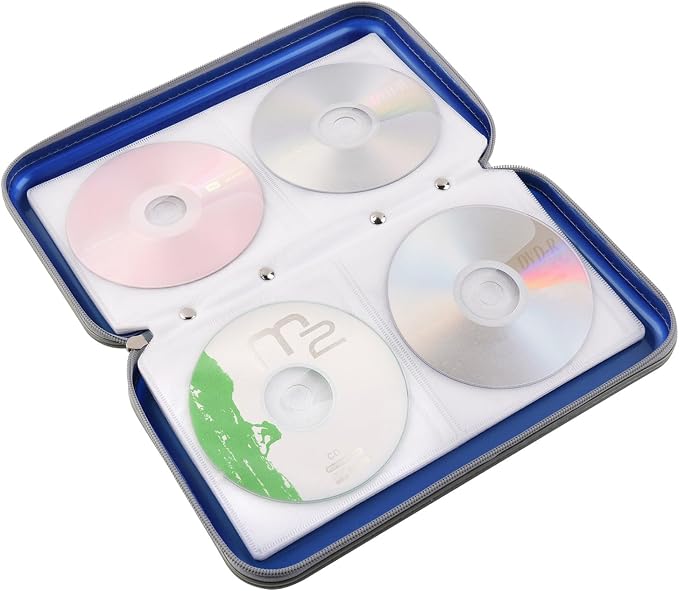 alavisxf xx CD Holder, 72 Capacity Hard Plastic Storage Case for Car | CD DVD Case, Portable Hand Strap, Zipper Closure, Anti-Slip Sleeves, Disc Storage Organizer, for Home Office Travel - Image 3