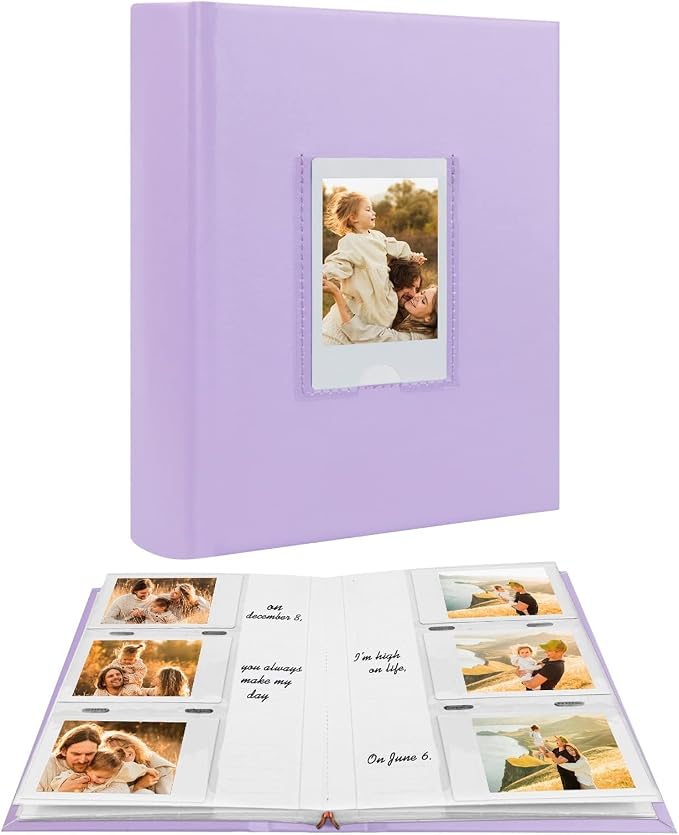 Veicevol 180 Pockets Photo Album for Fujifilm Instax Mini Camera, Purple | Photo Album with Writing Space for Polaroid, Leather Cover, Secure Storage, Capture Every Story, Collect Precious Moments by VEICEVOL