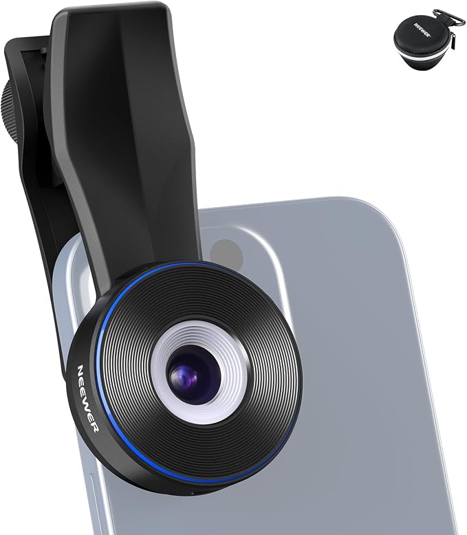 NEEWER 45X Mini Pocket Microscope Lens with 17mm Thread Phone Lens Clip, 2 Brightness LED Light, Microscopic World Observation, USB C Cable, Compatible with iPhone Samsung, LS-32 PRO by Neewer