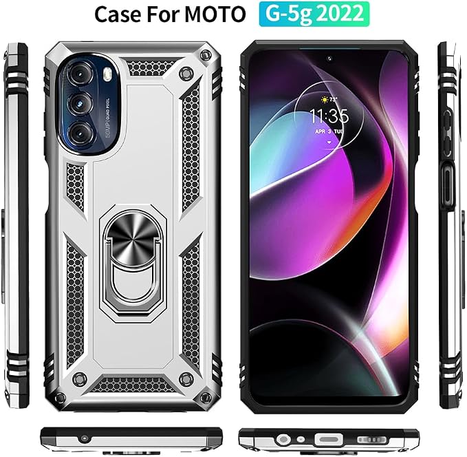 for Moto G 5G 2022 Case, Motorola Moto G 5G Case with HD Screen Protector, [Military Grade 16ft. Drop Tested] Ring Shockproof Protective Phone Case for Motorola G 5G 2022,Sliver - Image 4