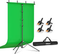 Emart 5x10ft Green Screen Backdrop Kit with T-Shape Stand and 4 Clamps | Reverse folding base for easy storage & transport，perfect for Photography, Photoshoot, Studio Video Recording, Streaming by EMART