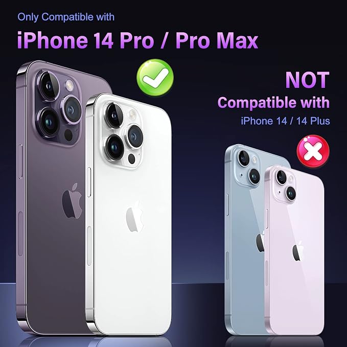 Uyiton for iPhone 14 Pro/iPhone 14 Pro Max Camera Lens Protector | Case-Friendly, Not Easy to Break, Military-Grade Sapphire Glass with Aluminum Metal Rear Camera Screen Cover, Purple - Image 7