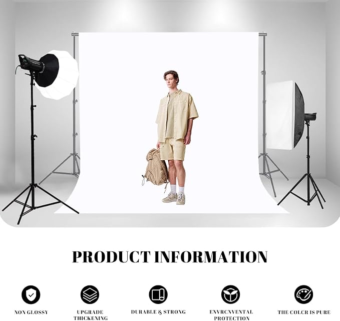 BEIYANG 10 X10 FT White Backdrop Screen for Photography, Background Cloth for Soft Light, White Backdrop Curtain for Portrait Product Photoshoot Screen Video Recording Parties - Image 3