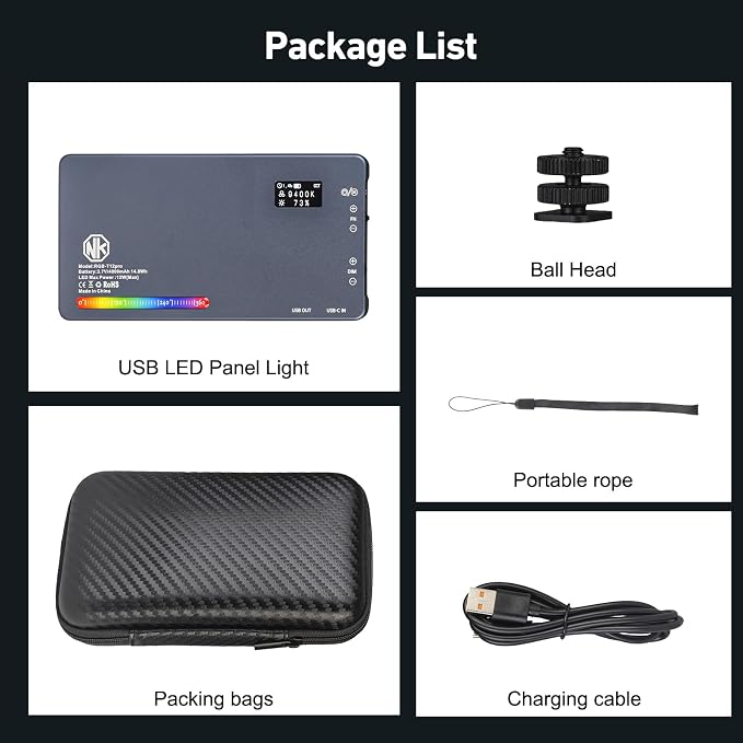 T12 Pro RGB Video Light,12W Portable LED Camera Light with 2500-8000K, 4000mAh Rechargeable Battery, 21 Effects, CRI 96+, for Studio Photography, Vlogging, Streaming, Selfie Video and Phone Recording - Image 7