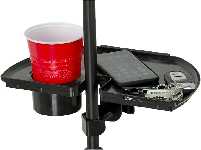 Gator Frameworks Microphone Stand Accessory Tray with Drink Holder and Guitar Pick Tab, 12" x 7" (GFW-MIC-ACCTRAY) - Image 7