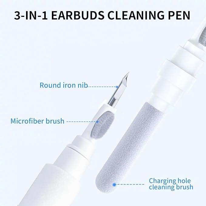 3 in 1 Cleaner Kit for AirPods Pro 1 2 3, Multi-Function Cleaning Pen with Soft Brush & Flocking Sponge for Bluetooth Earphones, Headsets Charging Case, iPhone, Laptop, Electronic Devices - Image 2