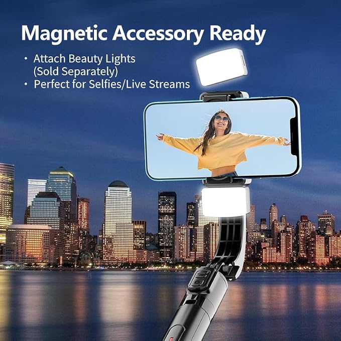 Phone Gimbal Stabilizer for Phone, Selfie Stick & Tripod with Remote Control | One-Touch Horizontal/Vertical Switch & 360 Rotation | Portable Design - Image 4