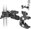 Double Super Clamp Camera Mount, Umbrella Holder w/ 360° Ballhead | Aluminum, silicone pads, grips 0.5-2.3" rods, flat 0-1.97", 1/4" thread, 3" arm, for bike, stroller, light stand, reflector by YAYOYAPhotography