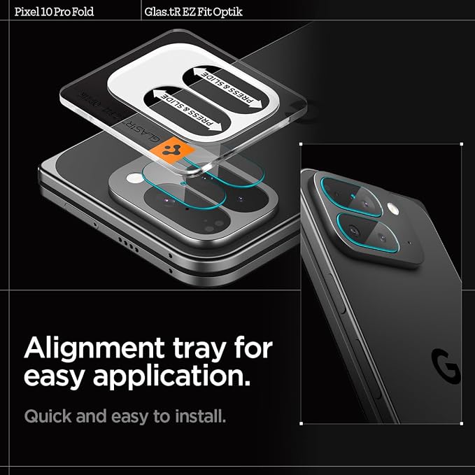 Spigen Glas.tR EZ FIT Optik Camera Lens Protector for Pixel 10 Pro Fold | GlasTR EZ Fit Optik, 9H+ Tempered glass, Scratch resistant, Original photo quality, Auto-align tray, Case-friendly, 2Pack - Image 4