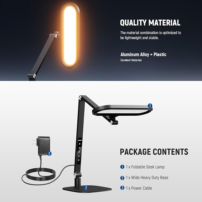 NEEWER Basics 16W Desktop LED Lamp for Home Office Video Conference Reading Lighting, Eye Caring Foldable Double Sided Dimmable Touch Ring Light with Desk Stand Memory Timer 5 Color Modes CRI95, FR16 - Image 9