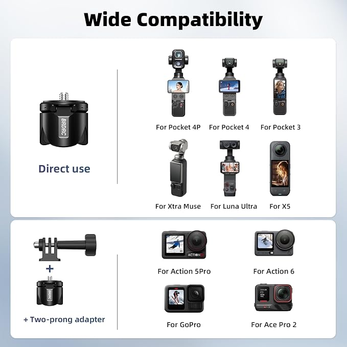 Pocket 3 4 Mini Tripod for Xtra Muse, Magnetic Base Mount Desktop Stand for Insta360 Luna Ultra X5 X4 X3, for DJI Osmo Pocket 3 4 4P Creator Combo Action 6 5 Pro 4, for Xtra Muse Accessories - Image 4