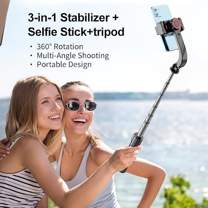 Phone Gimbal Stabilizer for Phone, Selfie Stick & Tripod with Remote Control | One-Touch Horizontal/Vertical Switch & 360 Rotation | Portable Design - Image 5