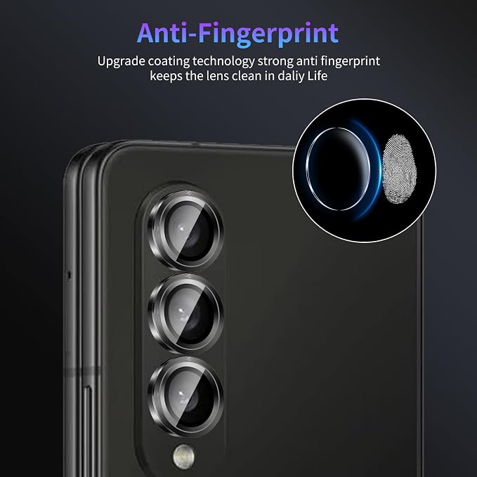 Camera Lens Protector for Samsung Galaxy Z Fold 4,1 Pack | Tempered Metal Glass Camera Cover Film,HD Clear,Anti-Scratch Lens Screen Protector Film,Case Friendly,Black Titanium - Image 6
