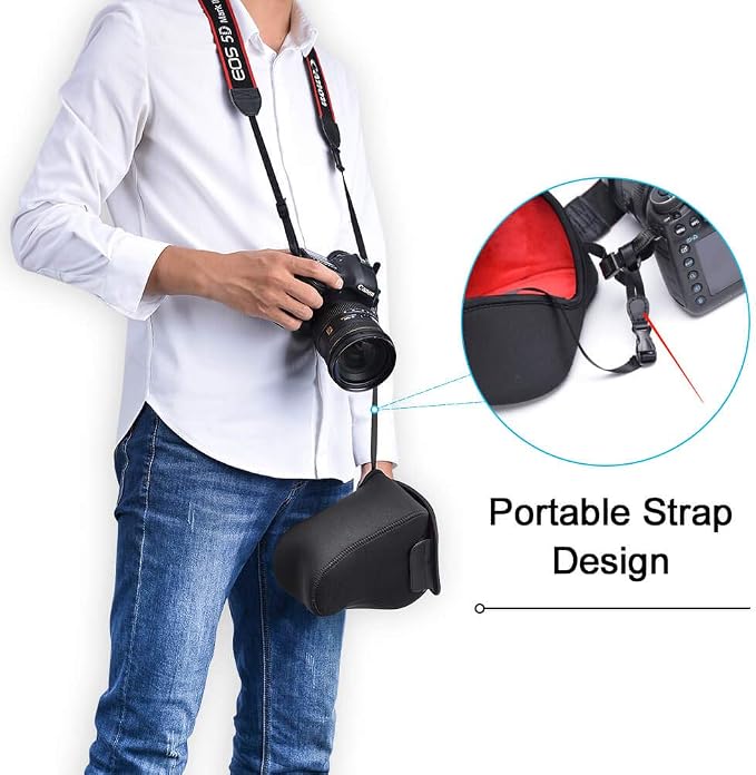CADeN DSLR SLR Camera Sleeve Case with Neoprene Protection, Compatible for Nikon, Canon, Pentax, Sony and ect...(Large Black)… - Image 5