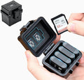 DB-110 LI-92B LI-90B NP-50 Battery and SD Micro SD Card Case, Water-Resistant & Shockproof, Camera Battery Case Holder Storage Box for 4X DB-110/LI-90B/LI-92B/EN-EL19/EN-EL10/NB-13L/NP-BX1/SLB-11A by JJC