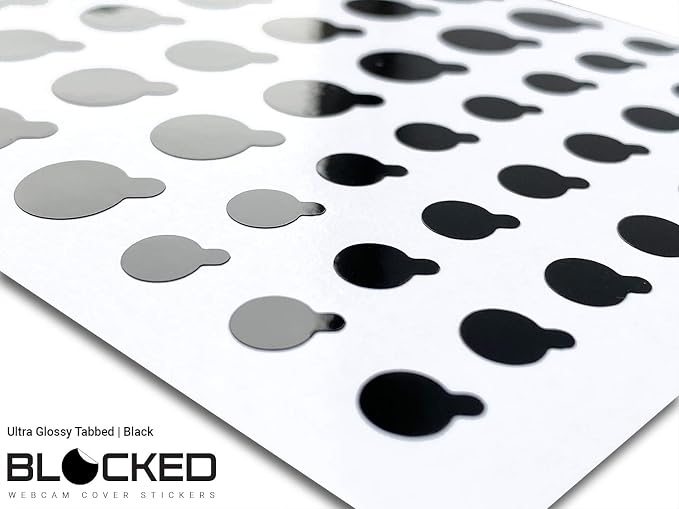 BLOCKED Original Vinyl Webcam Cover Stickers | Restickable & Stackable Privacy Covers | for All Camera-endable Devices | 3-Sizes | 57 Black Tabbed (Ultra Glossy) - Image 3