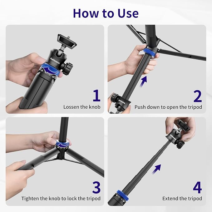 Kaitezenz Selfie Stick Tripod for Gopro Camera, 62" Extendable Tripod Stand with 360° Ball Head 1/4" Screw, Portable Lightweight Camera Tripod for Max Hero 13 12 11 10 DJI OSMO Pocket3 Action Camera - Image 3