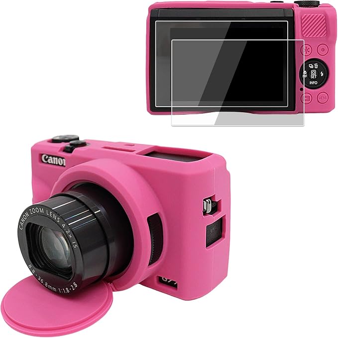VOVMOEYA Camera Case for Canon Powershot G7 X Mark III with 2PCS Screen Protector,Full Pritection Soft G7X III Silicone Case Detachable Lens Cover Protective Cover for Canon G7XIII G7X3-Dark Pink - Image 8