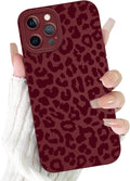 Cute Burgundy Cheetah Print Phone Case for iPhone 12 Pro 6.1" | Aesthetic Leopard Pattern Design Cover Full Camera Lens Protective Shockproof Soft Slim TPU Funda for Women Girls by Unknown