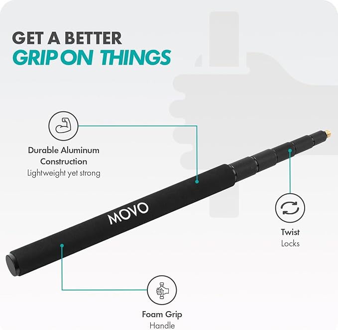 Movo CMP-17 Professional 9.8' Aluminum Boom Pole for Shotgun Microphones – Compatible with Rode NTG Series, Sennheiser MKE600, Audio-Technica AT875R & More - Image 6