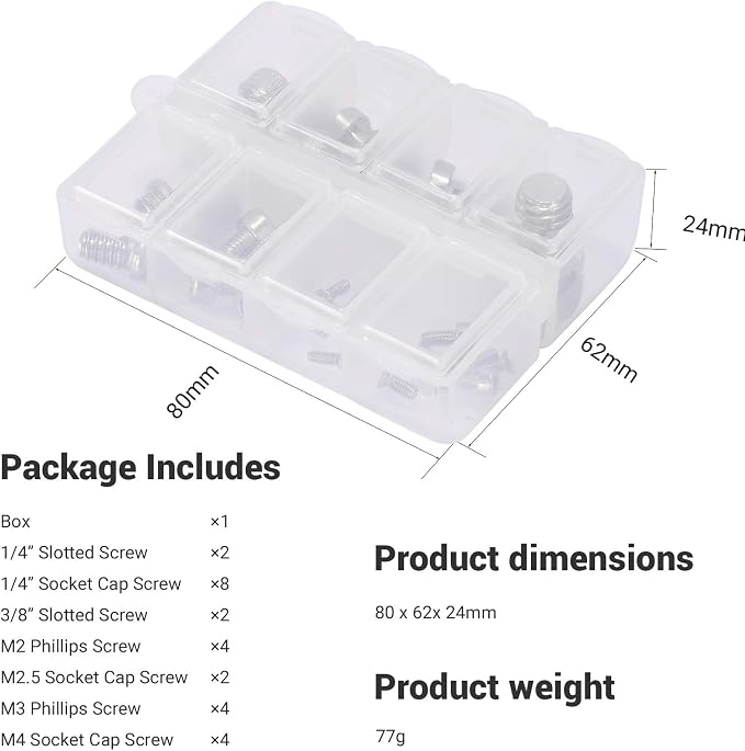 SmallRig 26 Pcs Stainless Steel Camera Screws, 1/4" 3/8" M2 M2.5 M3 M4 | with Portable Storage Case, Suitable for Cameras, Cages, Handles - Image 7