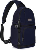 MOSISO Camera Sling Bag, DSLR/SLR/Mirrorless Camera Case Camera Backpack | Shockproof Photography Bag with Tripod Holder&Removable Modular Inserts Compatible with Canon/Nikon/Sony/Fuji, Navy Blue by MOSISO