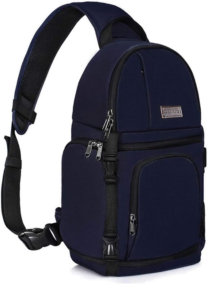 MOSISO Camera Sling Bag, DSLR/SLR/Mirrorless Camera Case Camera Backpack | Shockproof Photography Bag with Tripod Holder&Removable Modular Inserts Compatible with Canon/Nikon/Sony/Fuji, Navy Blue by MOSISO