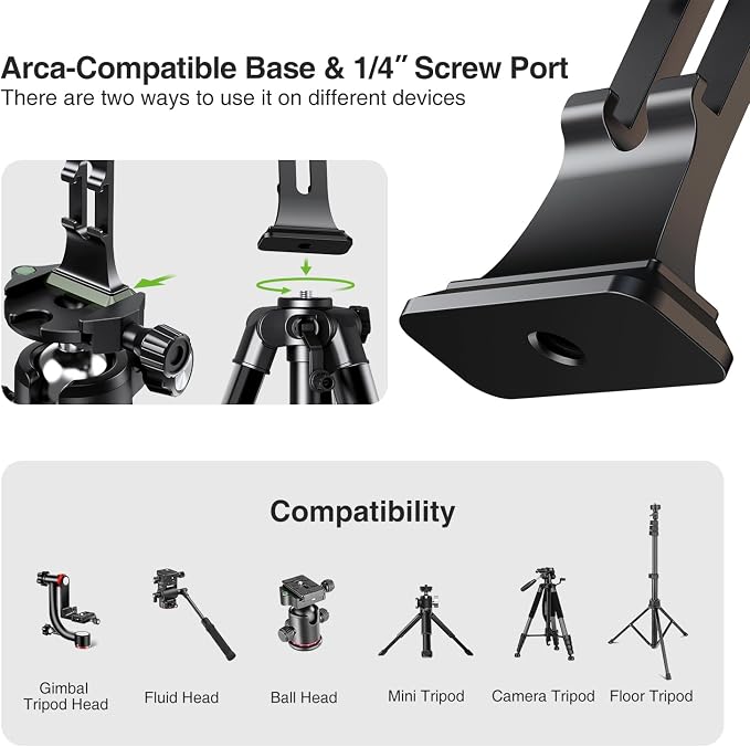 elitehood Aluminum MagSafe Phone Tripod Mount with 1/4 in Screw Adapter | Lightweight Compact, 1/4 in Screw Attachment, Magnetic Phone Holder Tripod Accessories Mount for iPhone 17 16 15 14 Series - Image 4