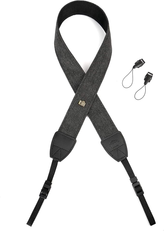 Camera Strap Canvas Black Shoulder Strap with Quick Release Buckles | Adjustable Vintage Neck Shoulder Carrying Strap for DSLR SLR Most Digital Cameras - Image 3
